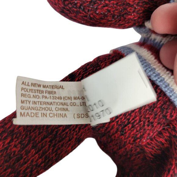 Retro Red Knit Cute Sock Monkey Toy Stripe Sweater DanDee Pom Pom Hat Plush Kids - Picture 5 of 9